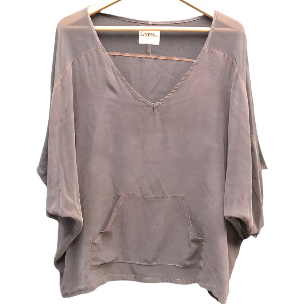 GYPSY 05 Silk Pullover Gray Top size Large